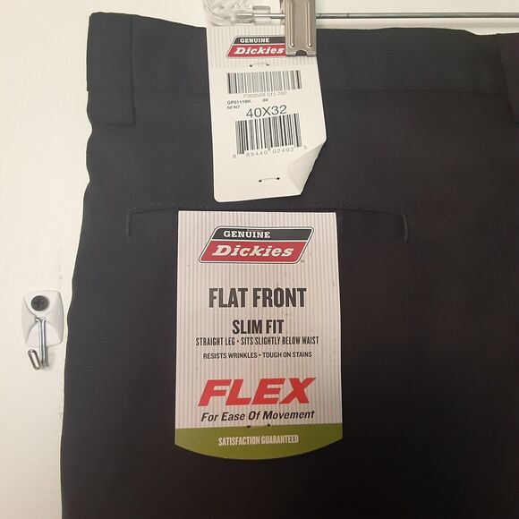 Dickies Twill Work Pants Mens 40X32 Black Flex Workwear Slim Fit Straight EUC - Picture 5 of 10